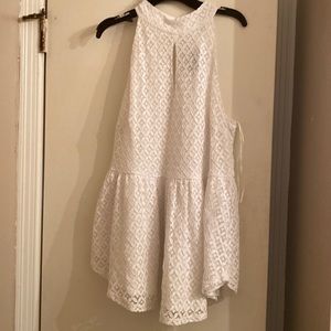 Juniors white flower lace top